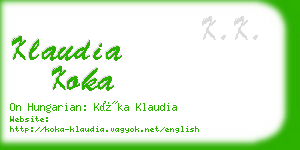 klaudia koka business card